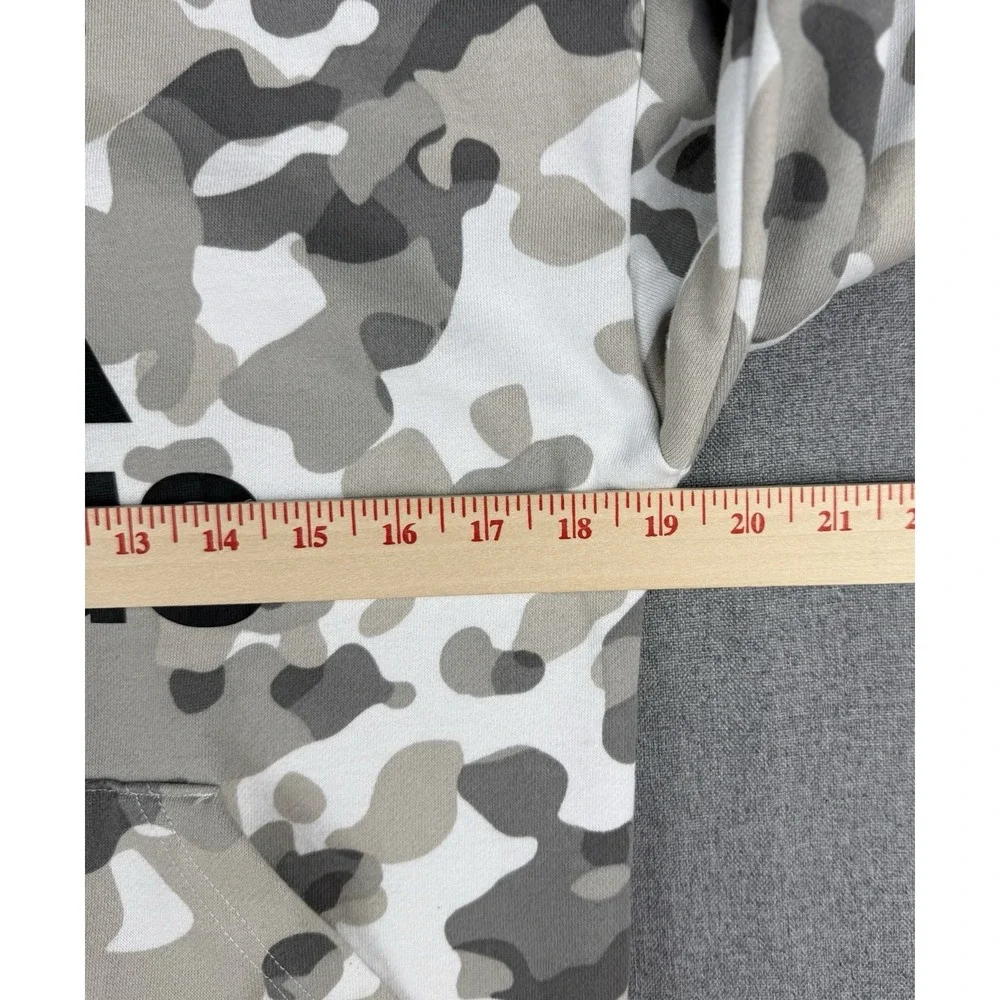 Adidas Camo Hoodie Large Gray White Pullover Fleece Logo Sweatshirt